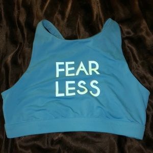 “Fear less” blue aerie sports bra size medium